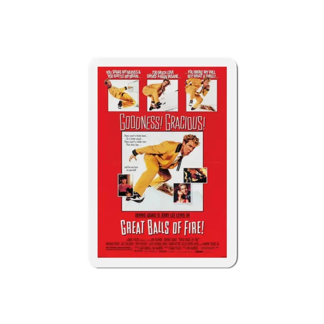 Great Balls of Fire! 1989 Movie Poster Refrigerator Magnet 2 Inch - The Sticker Space