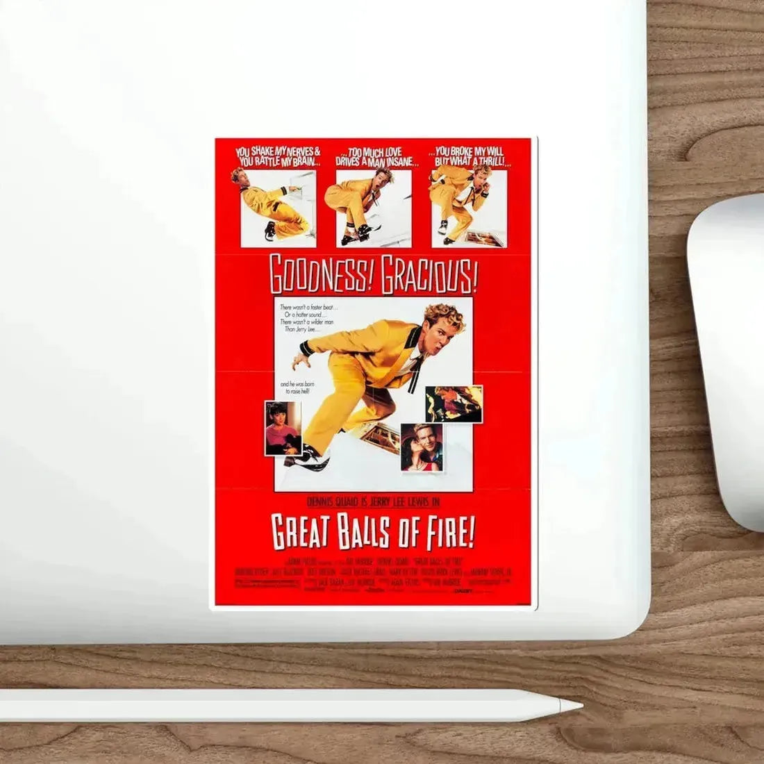 Great Balls of Fire! 1989 Movie Poster STICKER Vinyl Die-Cut Decal - The Sticker Space