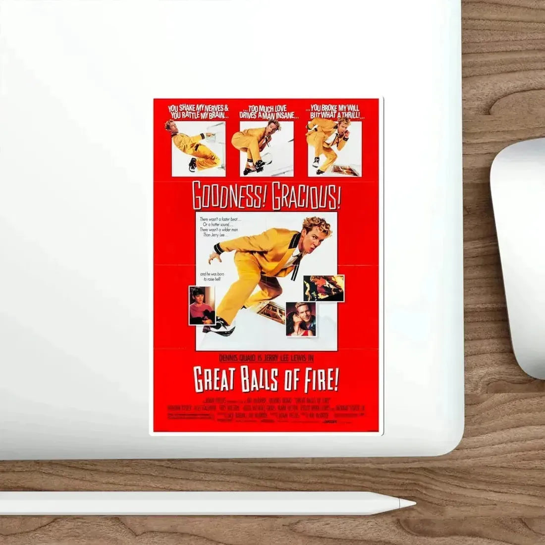 Great Balls of Fire! 1989 Movie Poster STICKER Vinyl Die-Cut Decal - The Sticker Space