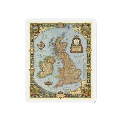Great Britain - A Modern Pilgrim's Map (1937) (Map) Refrigerator Magnet 6 Inch - The Sticker Space