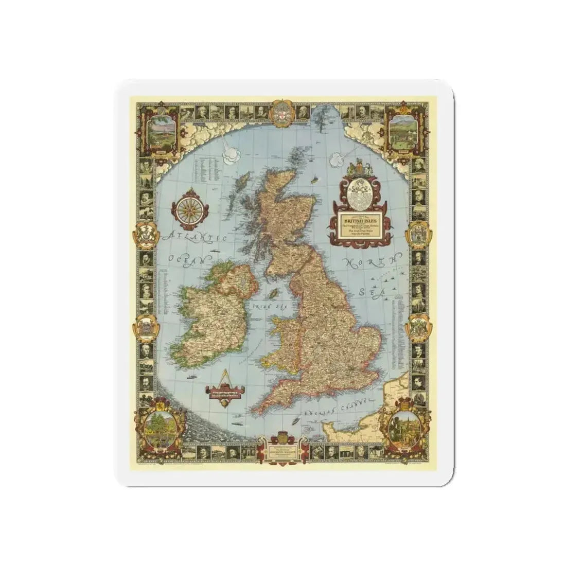 Great Britain - A Modern Pilgrim's Map (1937) (Map) Refrigerator Magnet - The Sticker Space
