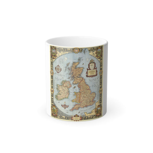 Great Britain - A Modern Pilgrim's Map (1937) (Map) Color Changing Mug 11oz-11oz-The Sticker Space