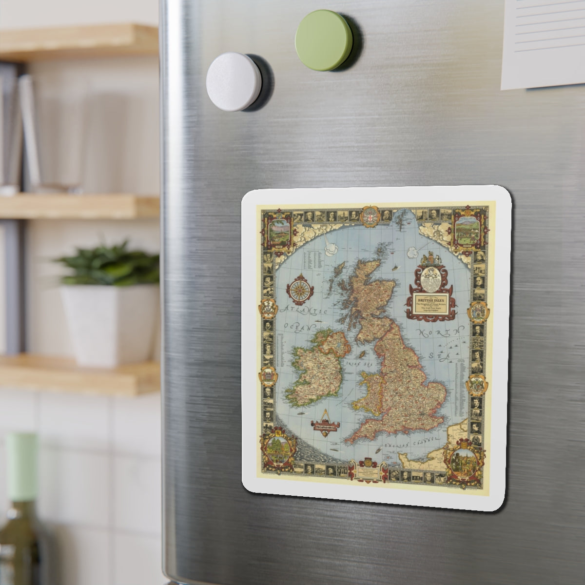 Great Britain - A Modern Pilgrim's Map (1937) (Map) Refrigerator Magnet-The Sticker Space