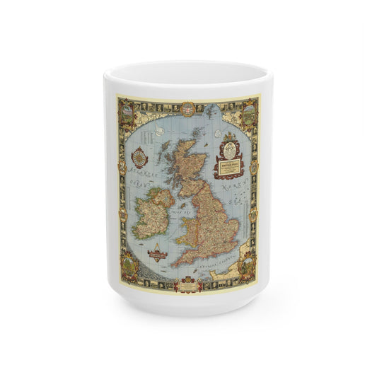 Great Britain - A Modern Pilgrim's Map (1937) (Map) White Coffee Mug-15oz-The Sticker Space