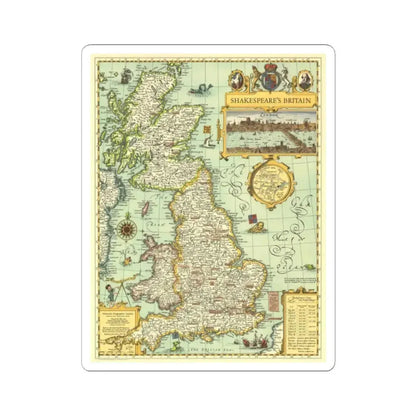 Great Britain - Shakespeare's (1964) (Map) STICKER Vinyl Kiss-Cut Decal 2 Inch White - The Sticker Space