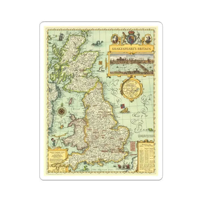 Great Britain - Shakespeare's (1964) (Map) STICKER Vinyl Kiss-Cut Decal 4 Inch White - The Sticker Space