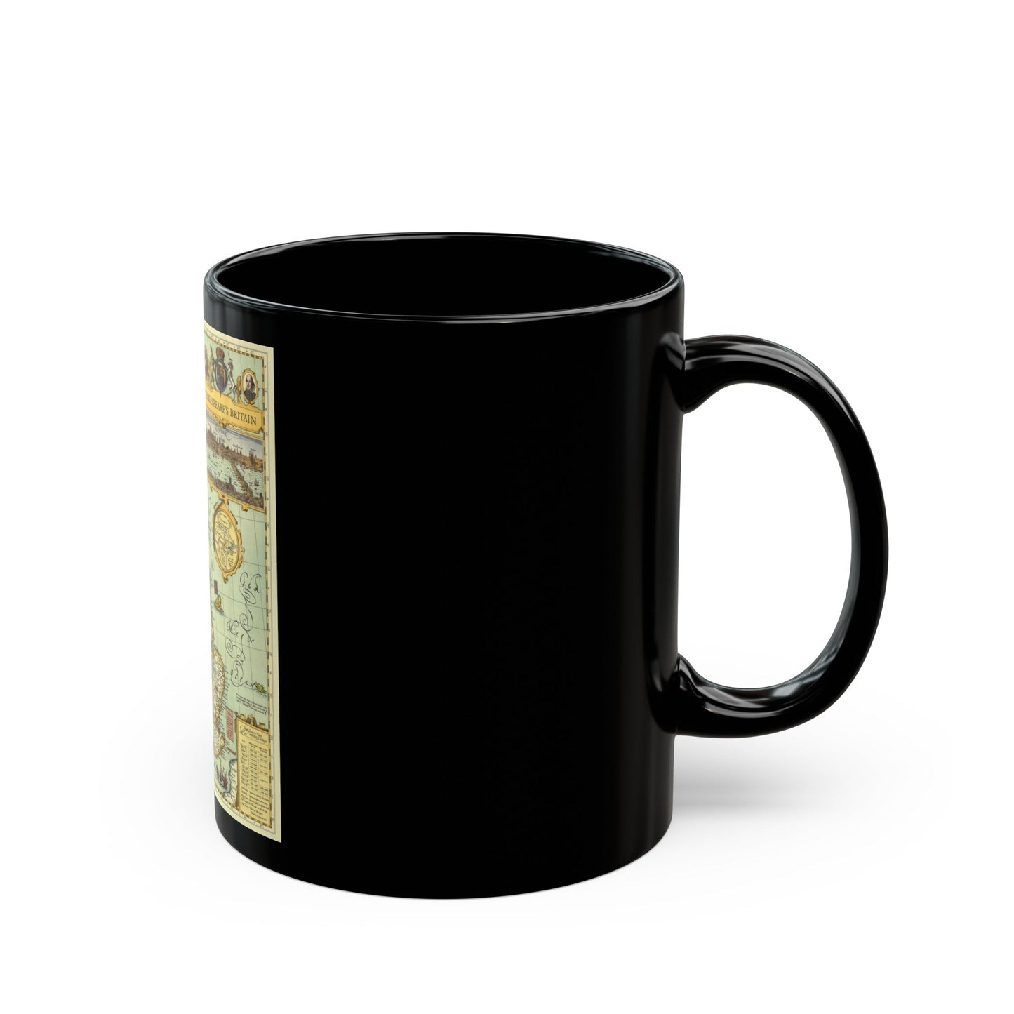 Great Britain - Shakespeare's (1964) (Map) Black Coffee Mug-The Sticker Space