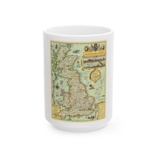 Great Britain - Shakespeare's (1964) (Map) White Coffee Mug-15oz-The Sticker Space