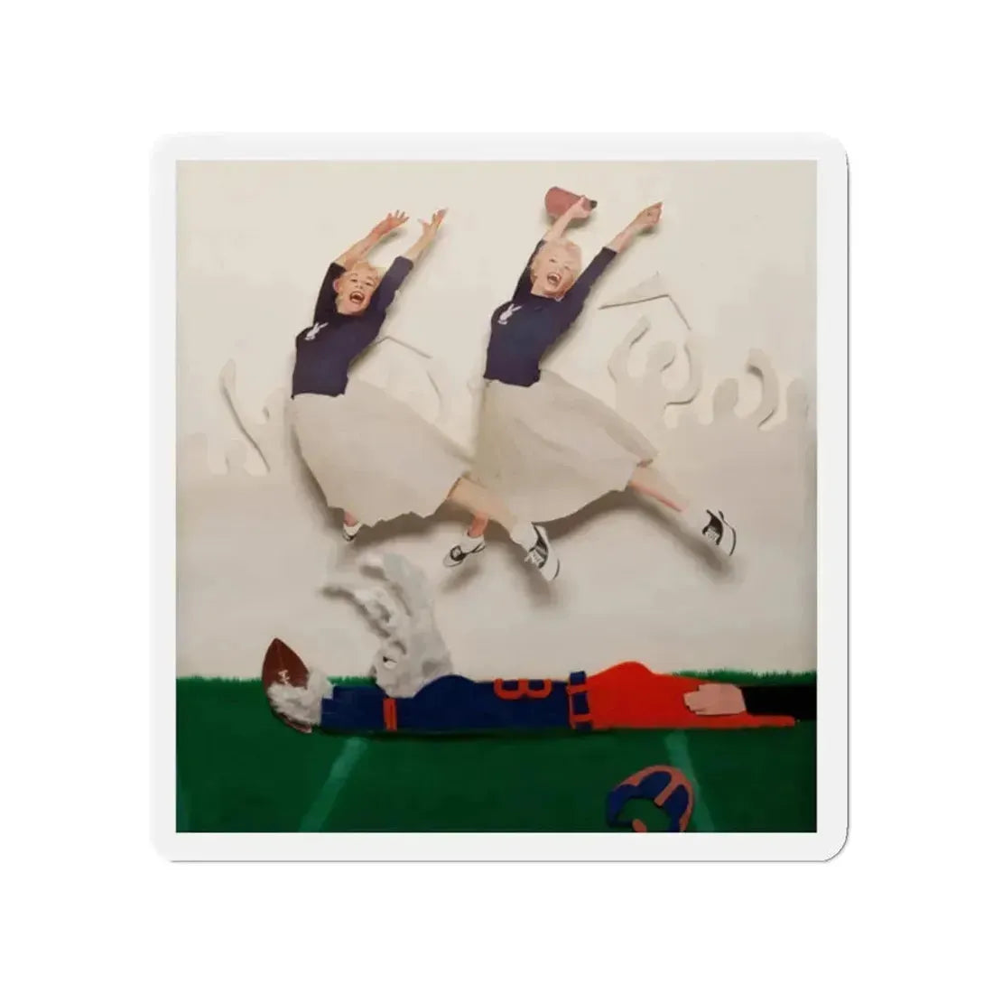 Great Catch!, Playboy magazine college edition cover, October 1956 (Magazine Illustration) Refrigerator Magnet 2 Inch Die-Cut - The Sticker Space