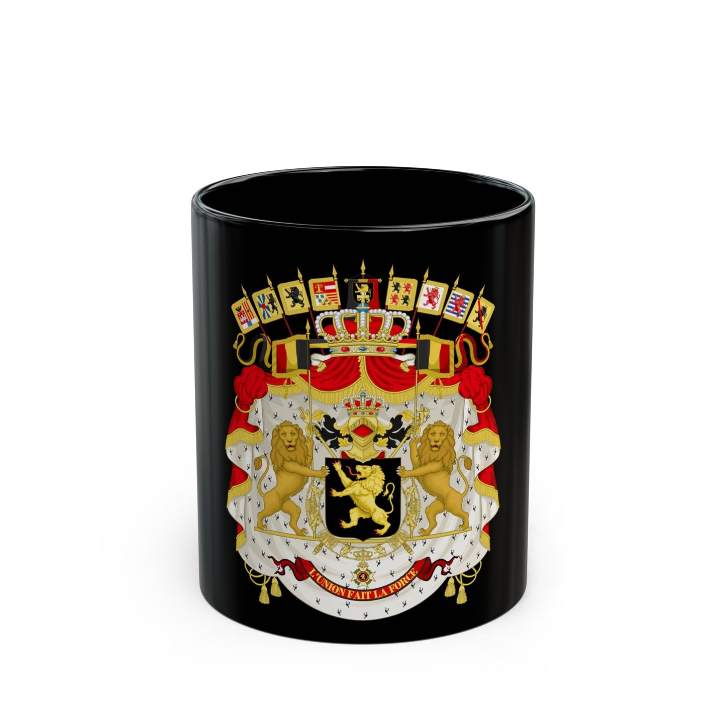 Great coat of arms of Belgium - Black Coffee Mug-11oz-The Sticker Space