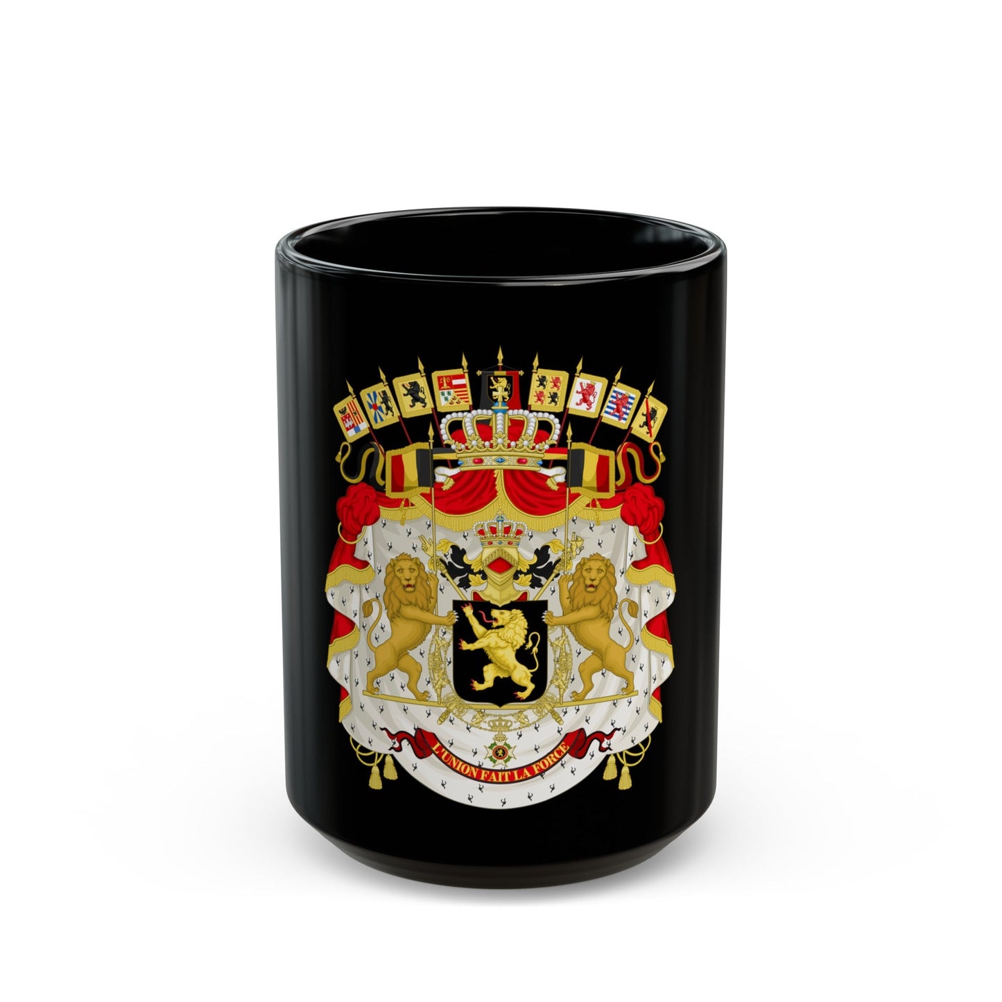 Great coat of arms of Belgium - Black Coffee Mug-15oz-The Sticker Space