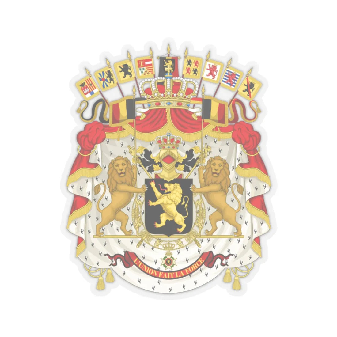 Great coat of arms of Belgium - STICKER Vinyl Kiss-Cut Decal 2 Inch Transparent - The Sticker Space
