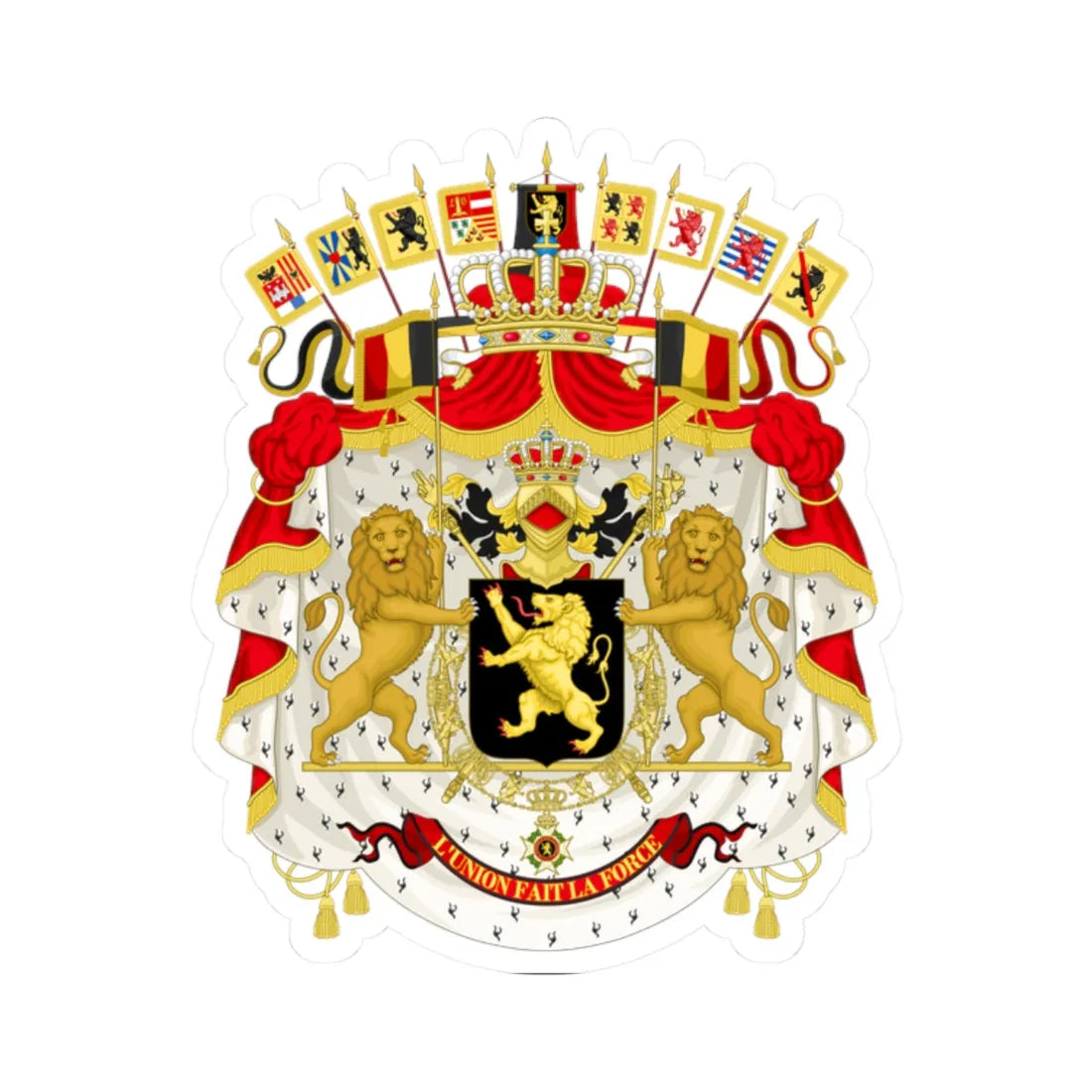 Great coat of arms of Belgium - STICKER Vinyl Kiss-Cut Decal 2 Inch White - The Sticker Space