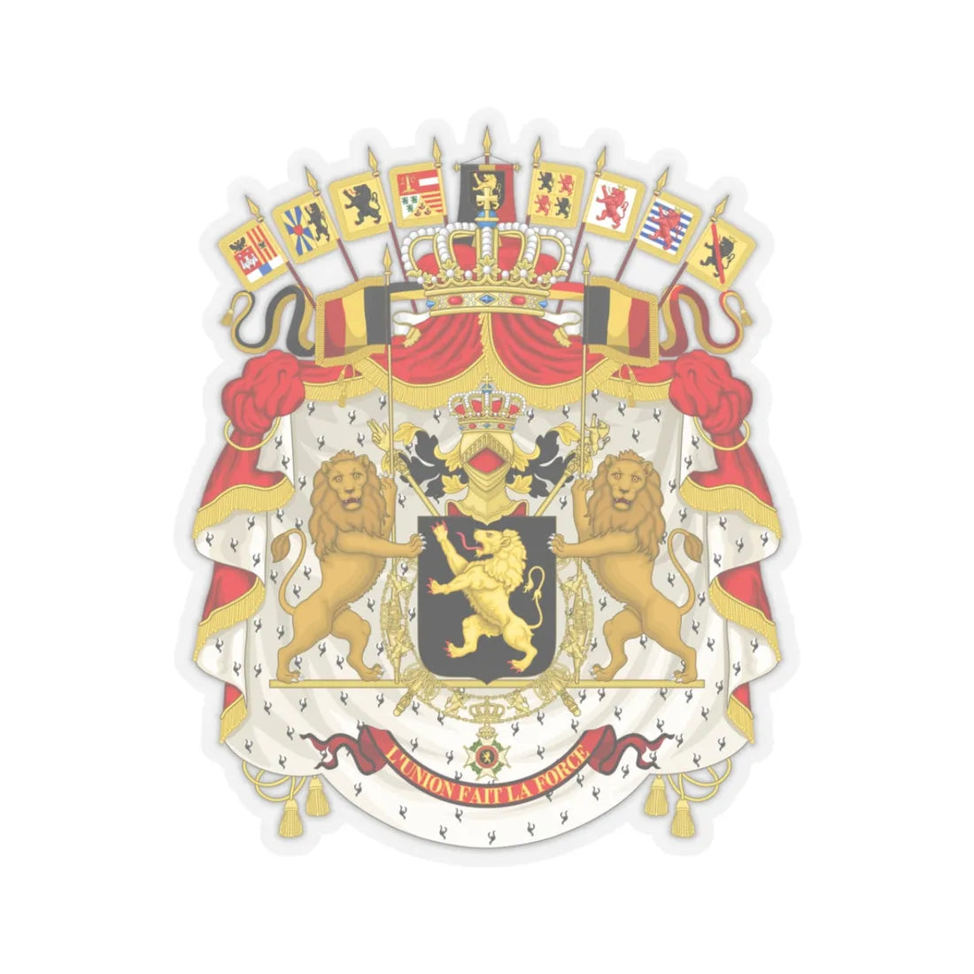 Great coat of arms of Belgium - STICKER Vinyl Kiss-Cut Decal 3 Inch Transparent - The Sticker Space