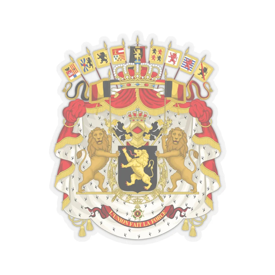 Great coat of arms of Belgium - STICKER Vinyl Kiss-Cut Decal 4 Inch Transparent - The Sticker Space
