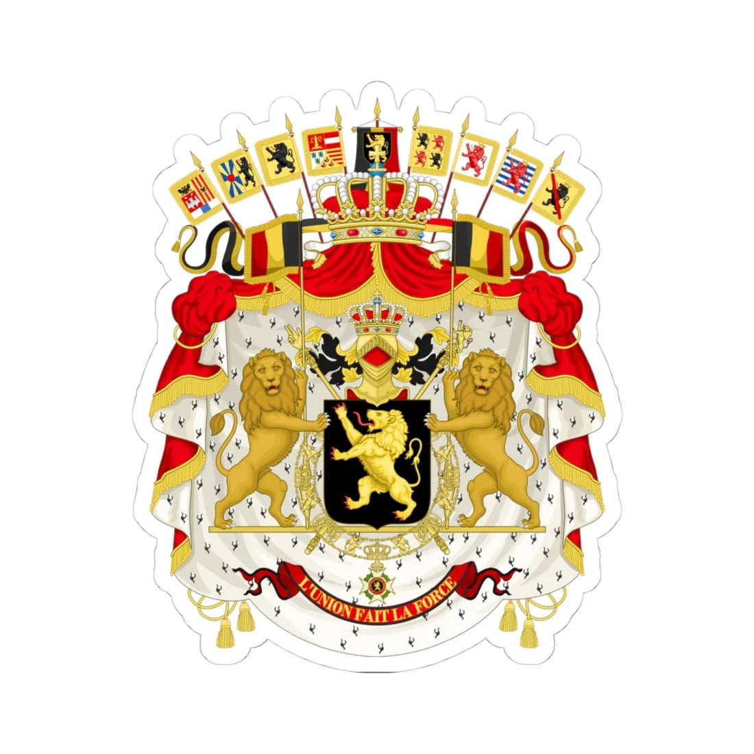 Great coat of arms of Belgium - STICKER Vinyl Kiss-Cut Decal 4 Inch White - The Sticker Space
