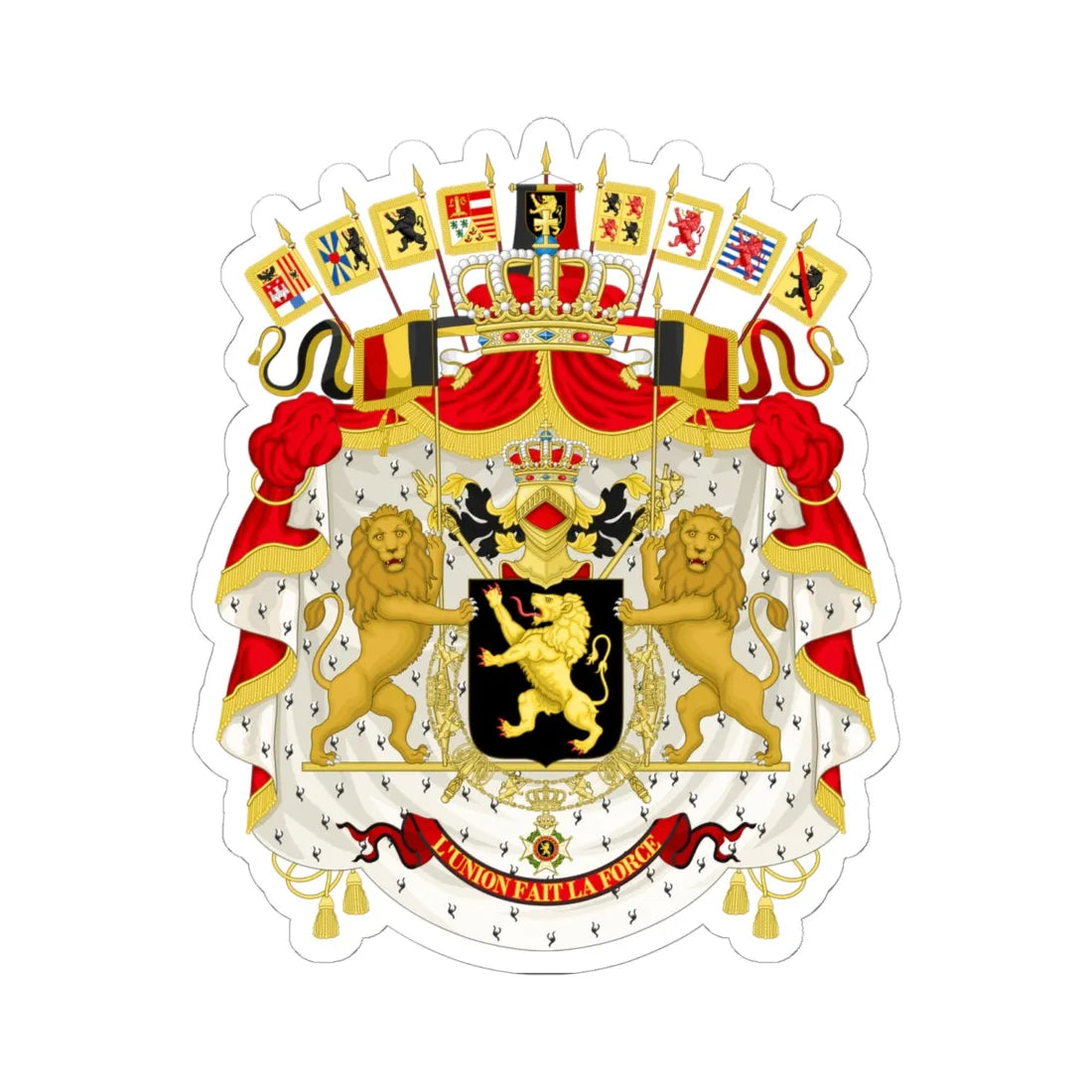 Great coat of arms of Belgium - STICKER Vinyl Kiss-Cut Decal 6 Inch White - The Sticker Space