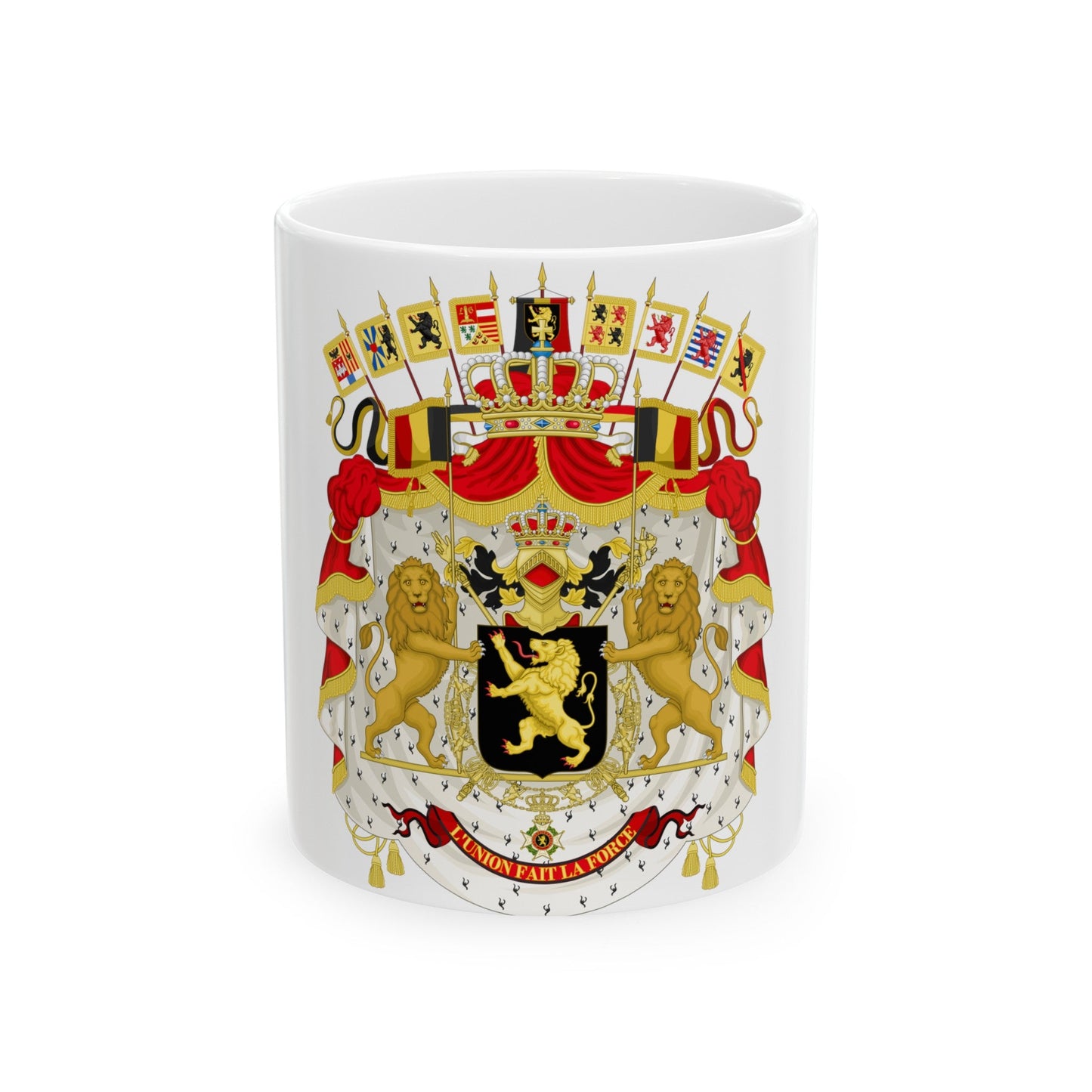 Great coat of arms of Belgium - White Coffee Mug-11oz-The Sticker Space