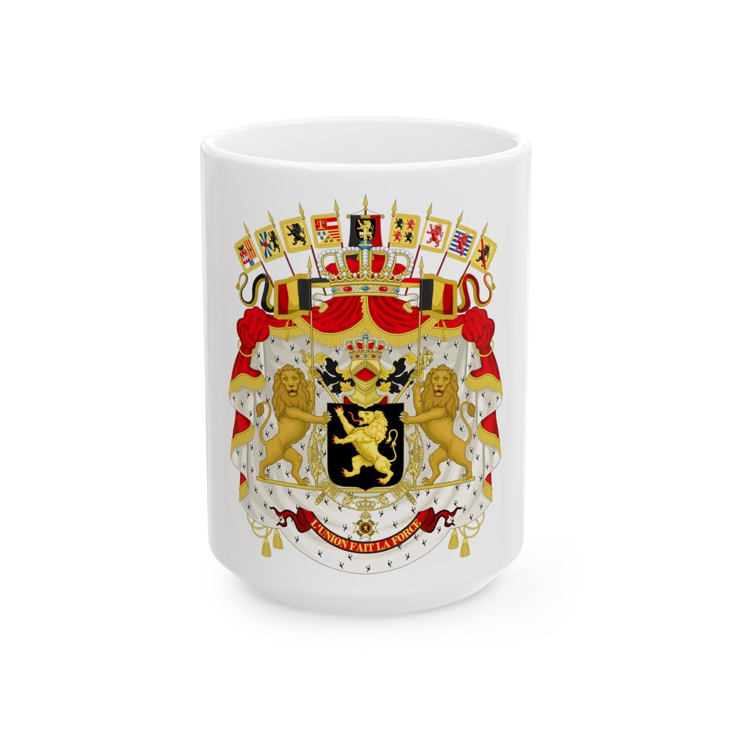 Great coat of arms of Belgium - White Coffee Mug-15oz-The Sticker Space