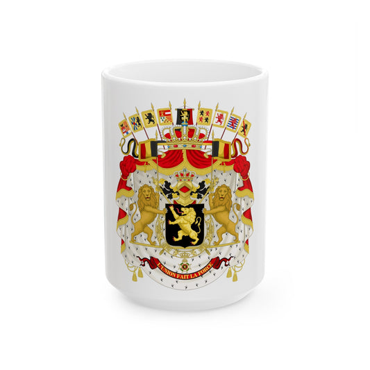 Great coat of arms of Belgium - White Coffee Mug-15oz-The Sticker Space