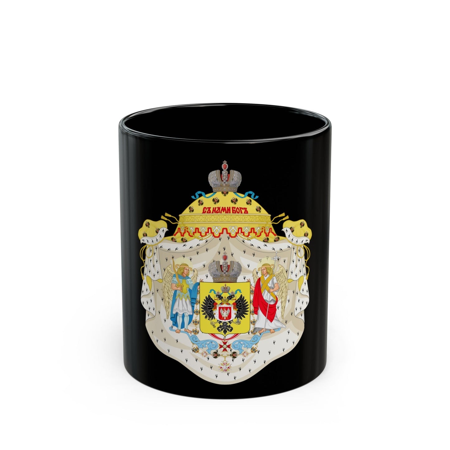 Great Coat of Arms of Congress Poland - Black Coffee Mug-11oz-The Sticker Space