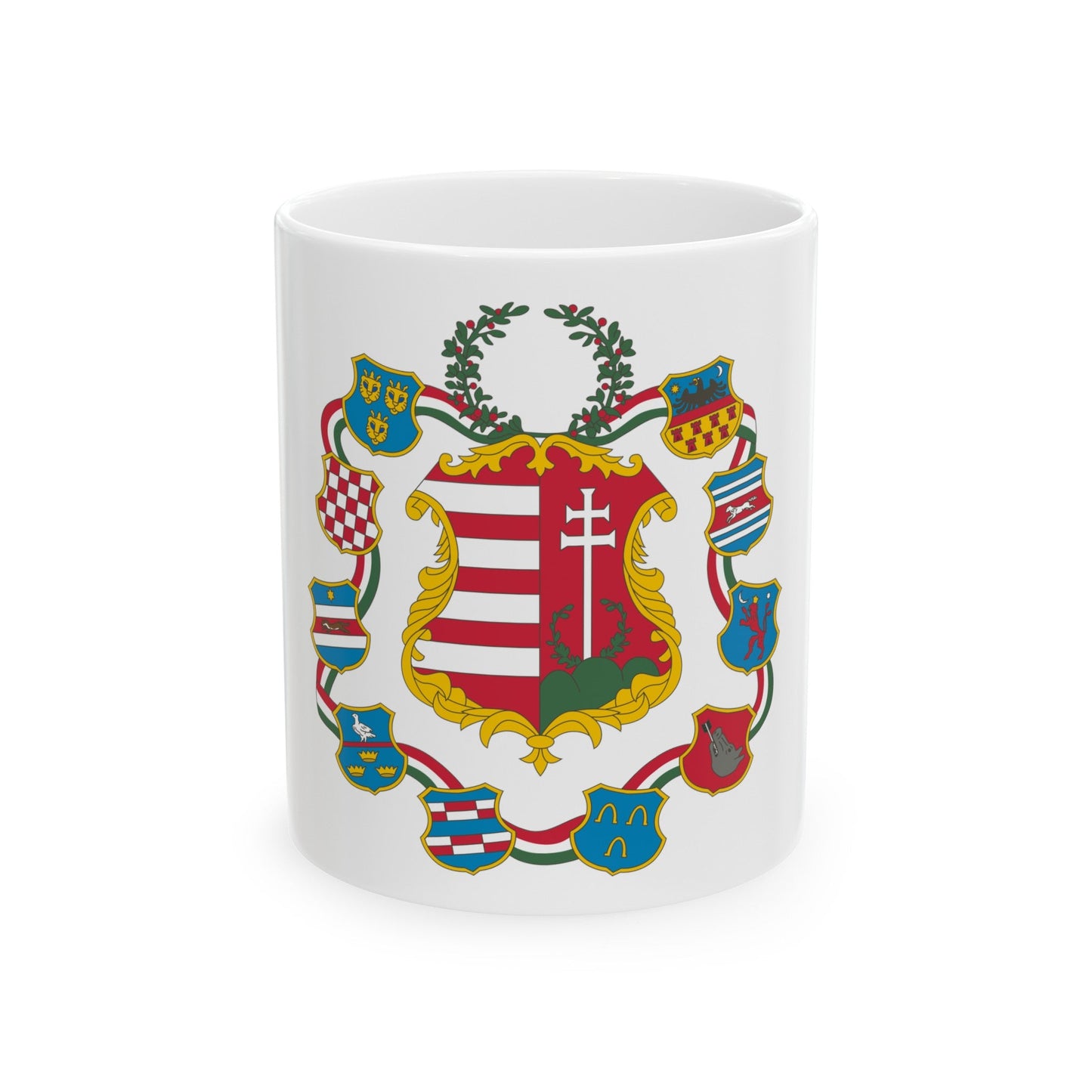 Great coat of arms of Hungary (1849) - White Coffee Mug-11oz-The Sticker Space