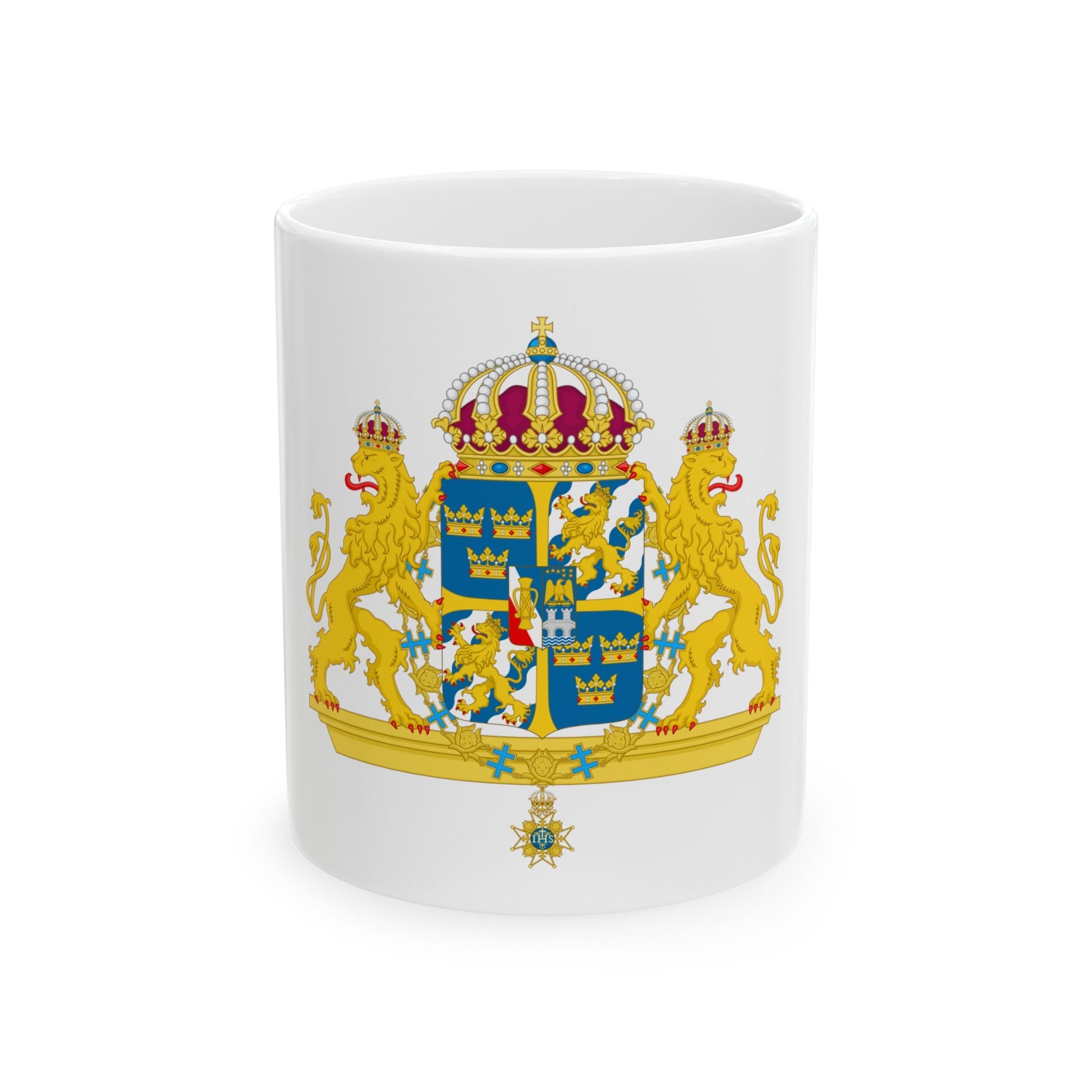 Great coat of arms of Sweden 2 - White Coffee Mug-11oz-The Sticker Space