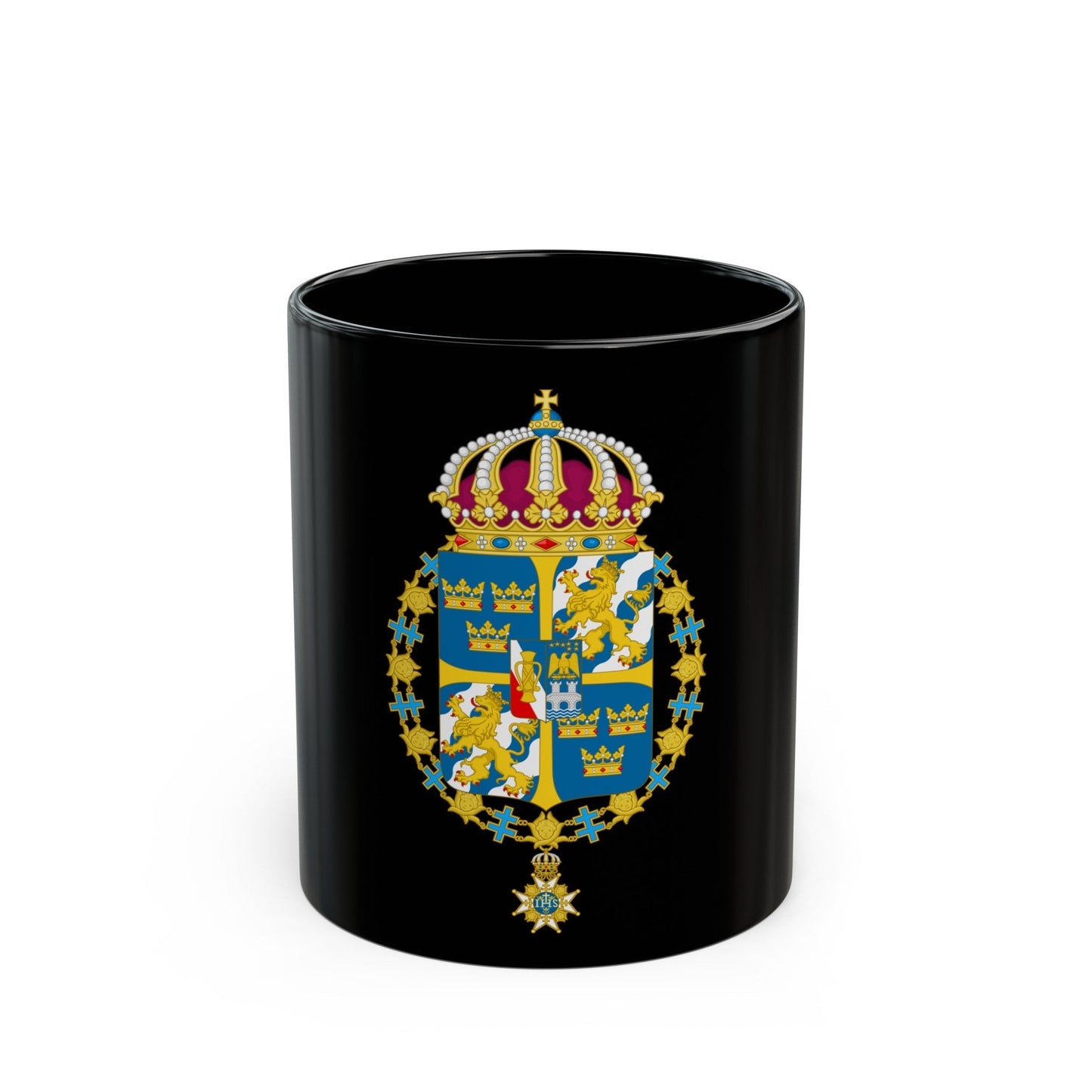 Great coat of arms of Sweden 3 - Black Coffee Mug-11oz-The Sticker Space