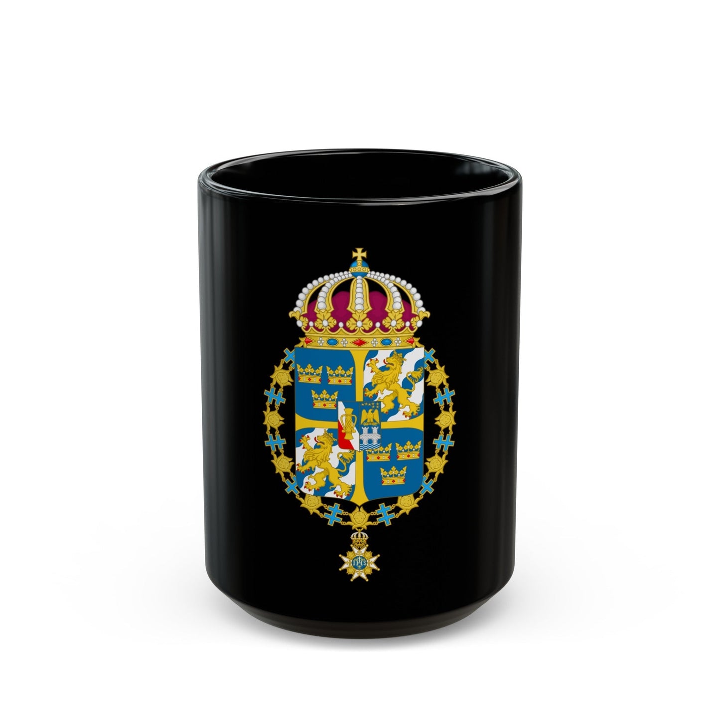 Great coat of arms of Sweden 3 - Black Coffee Mug-15oz-The Sticker Space