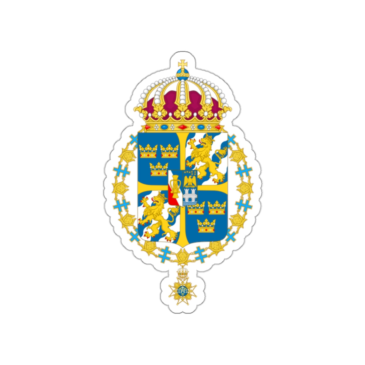 Great coat of arms of Sweden 3 STICKER Vinyl Die-Cut Decal-White-The Sticker Space