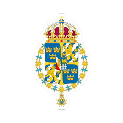 Great coat of arms of Sweden 3 - STICKER Vinyl Kiss-Cut Decal 2 Inch White - The Sticker Space