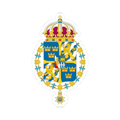 Great coat of arms of Sweden 3 - STICKER Vinyl Kiss-Cut Decal 3 Inch White - The Sticker Space