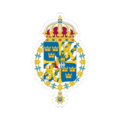 Great coat of arms of Sweden 3 - STICKER Vinyl Kiss-Cut Decal 4 Inch White - The Sticker Space