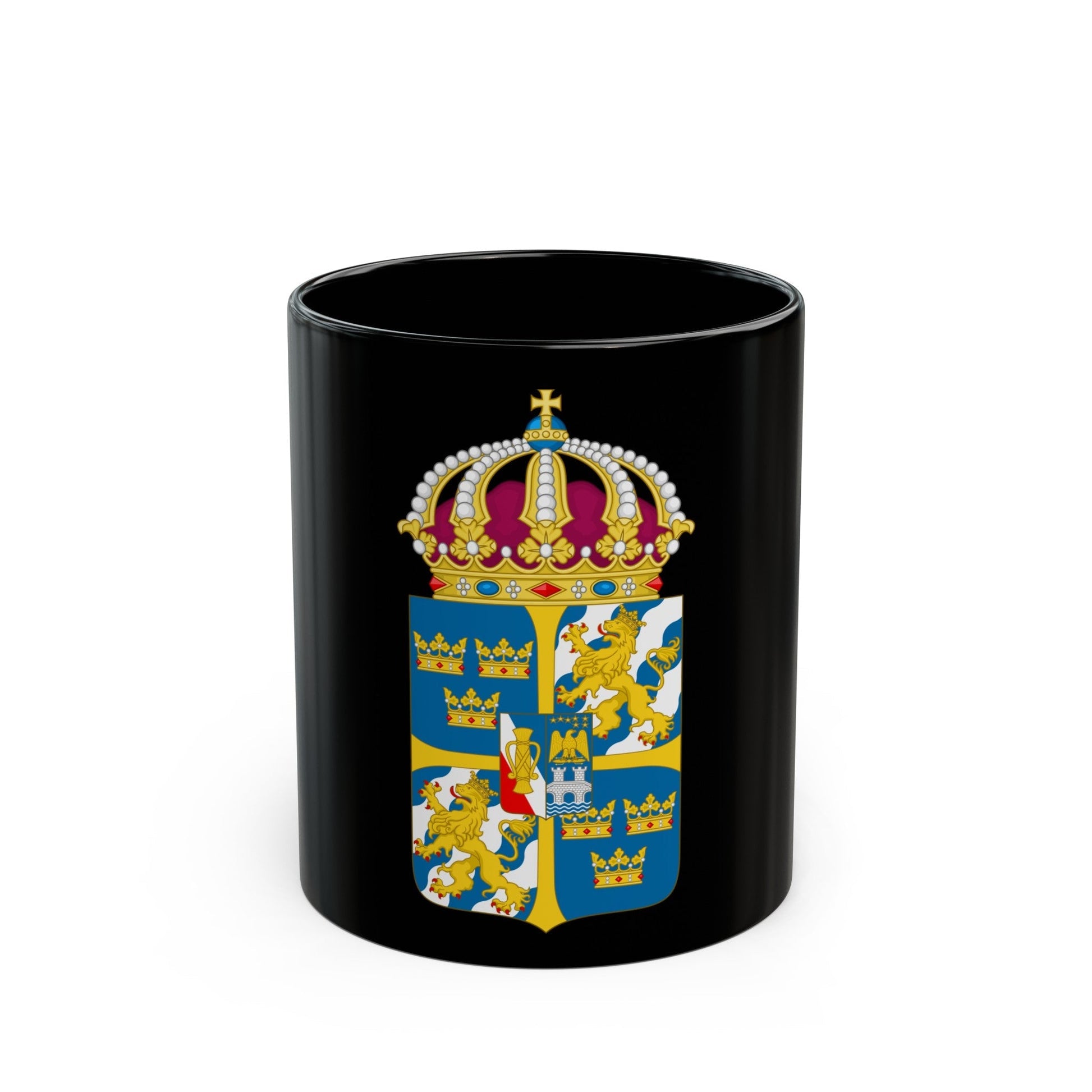 Great coat of arms of Sweden 4 - Black Coffee Mug-11oz-The Sticker Space