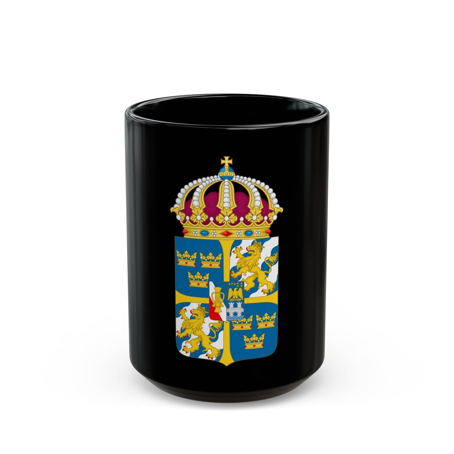 Great coat of arms of Sweden 4 - Black Coffee Mug-15oz-The Sticker Space