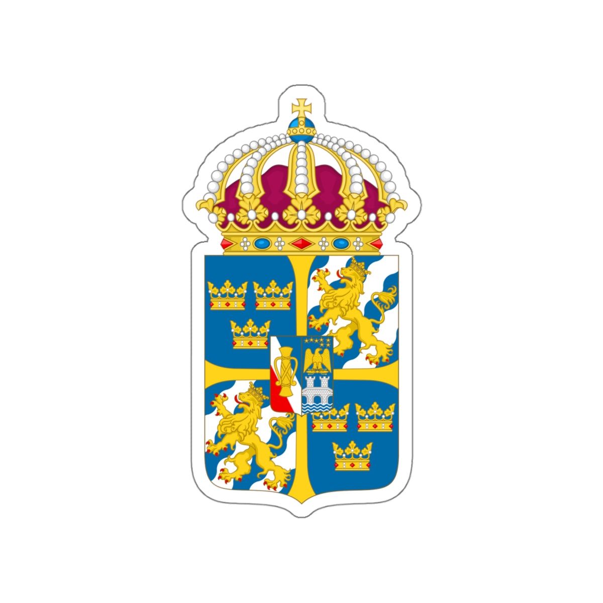 Great coat of arms of Sweden 4 STICKER Vinyl Die-Cut Decal-White-The Sticker Space