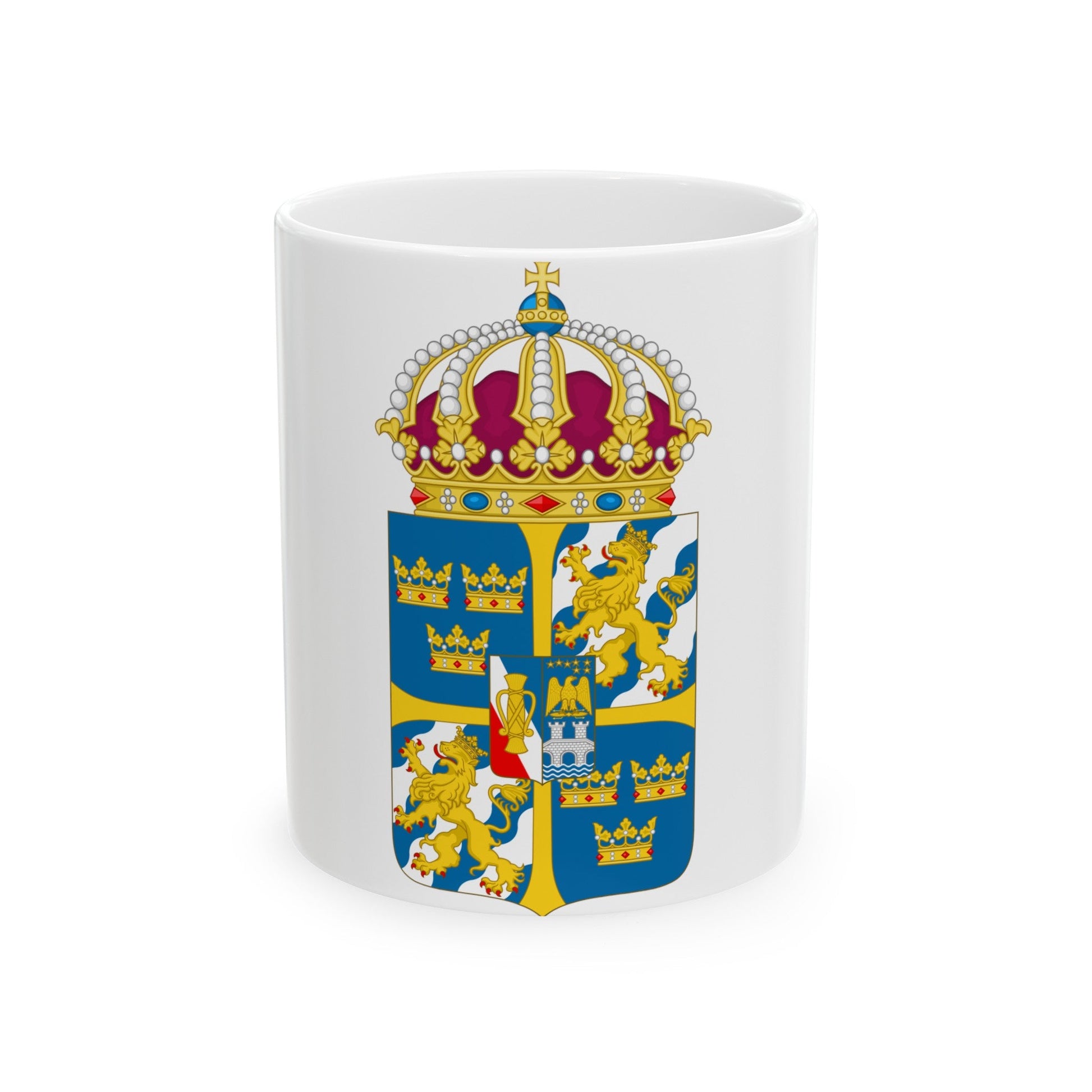 Great coat of arms of Sweden 4 - White Coffee Mug-11oz-The Sticker Space