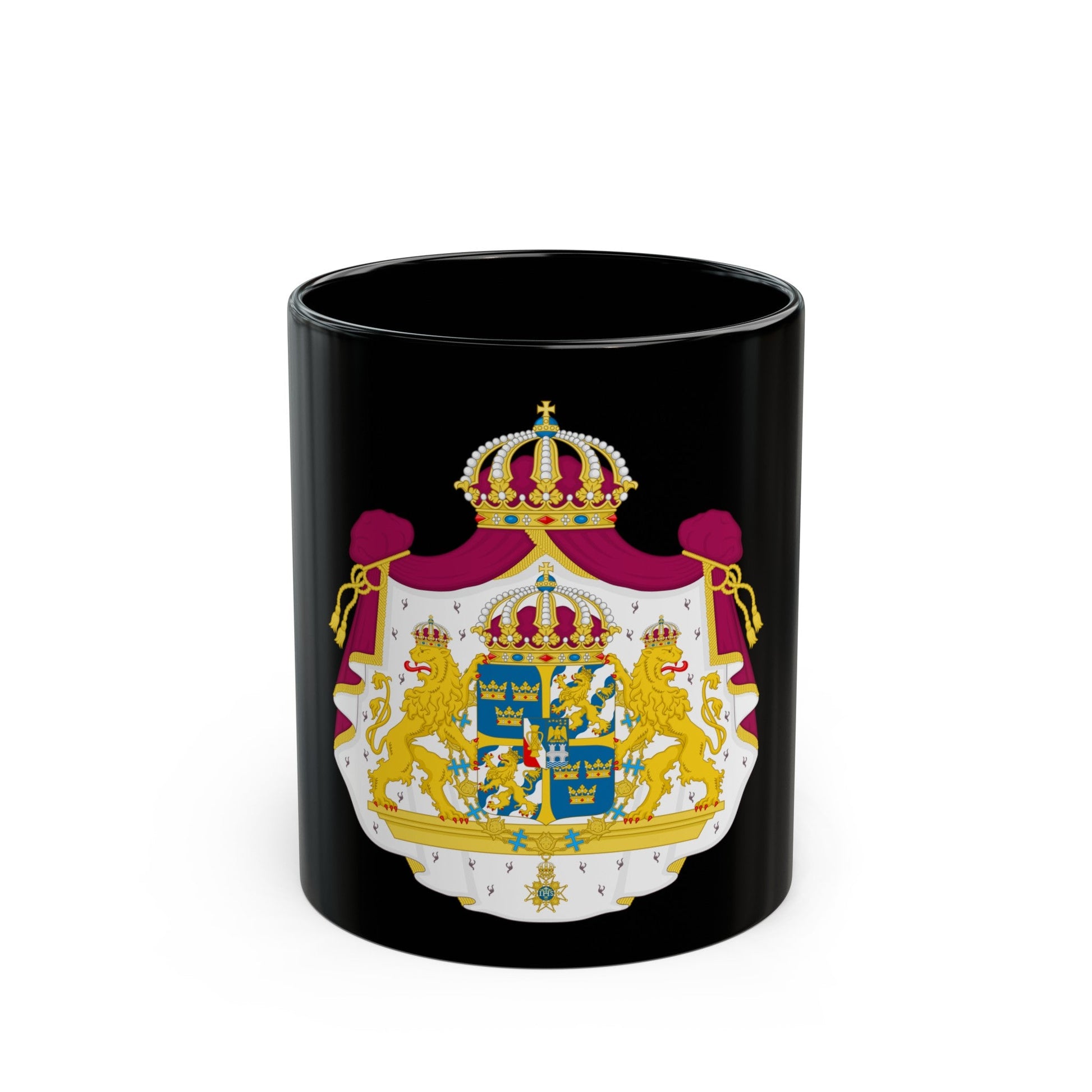 Great coat of arms of Sweden - Black Coffee Mug-11oz-The Sticker Space