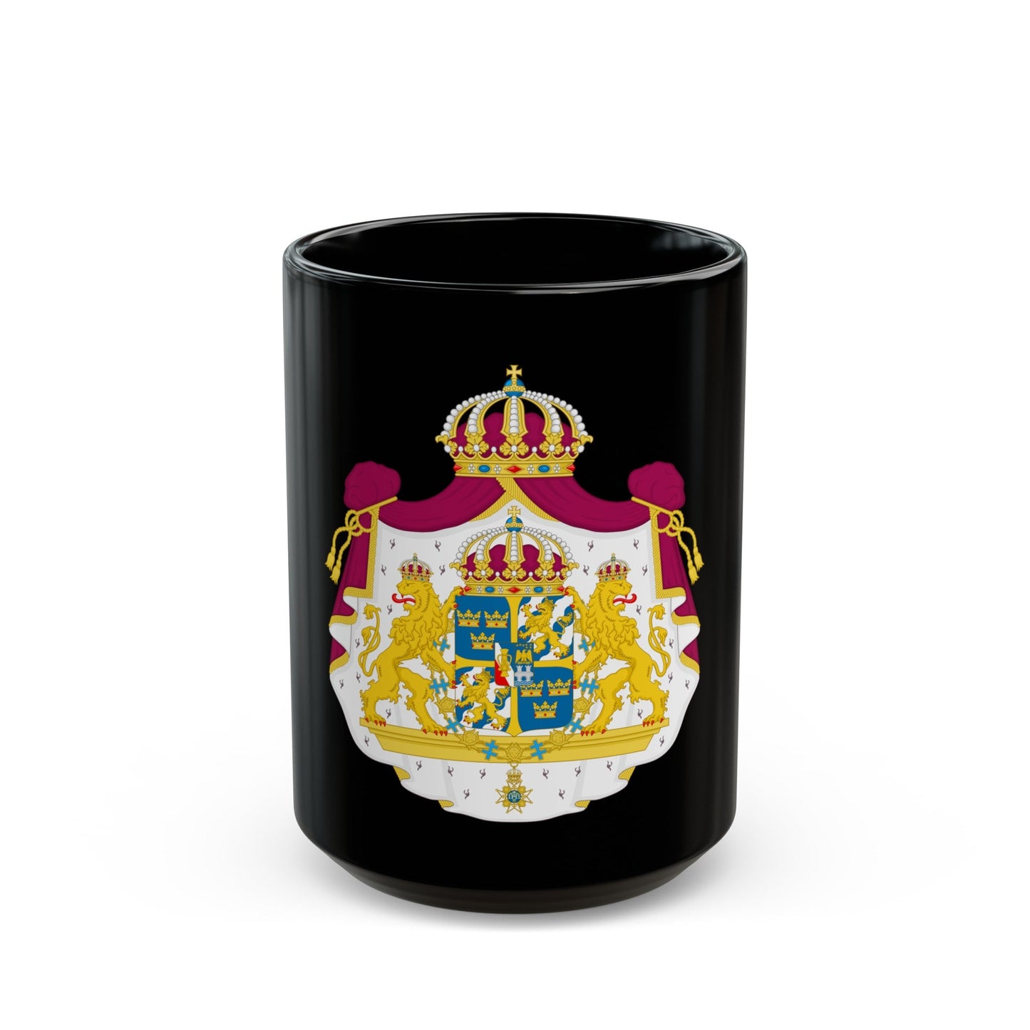 Great coat of arms of Sweden - Black Coffee Mug-15oz-The Sticker Space