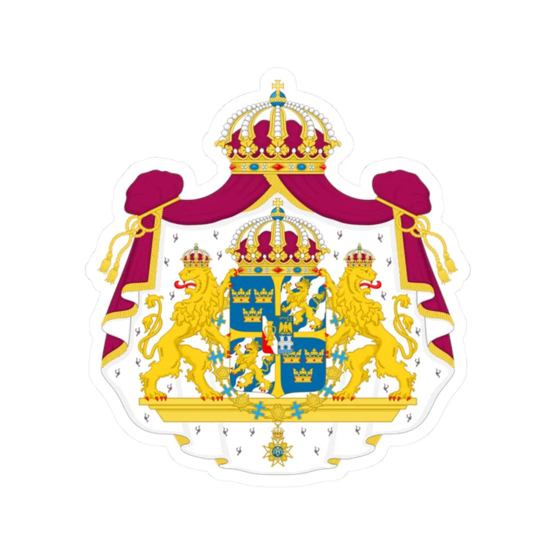 Great coat of arms of Sweden - STICKER Vinyl Kiss-Cut Decal 2 Inch White - The Sticker Space