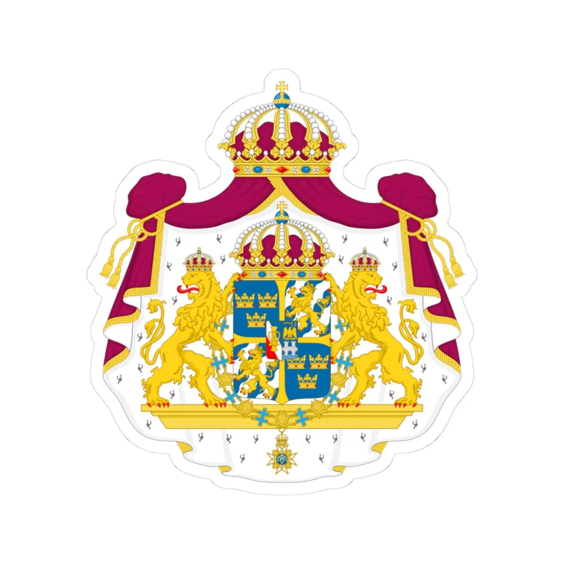 Great coat of arms of Sweden - STICKER Vinyl Kiss-Cut Decal 3 Inch White - The Sticker Space