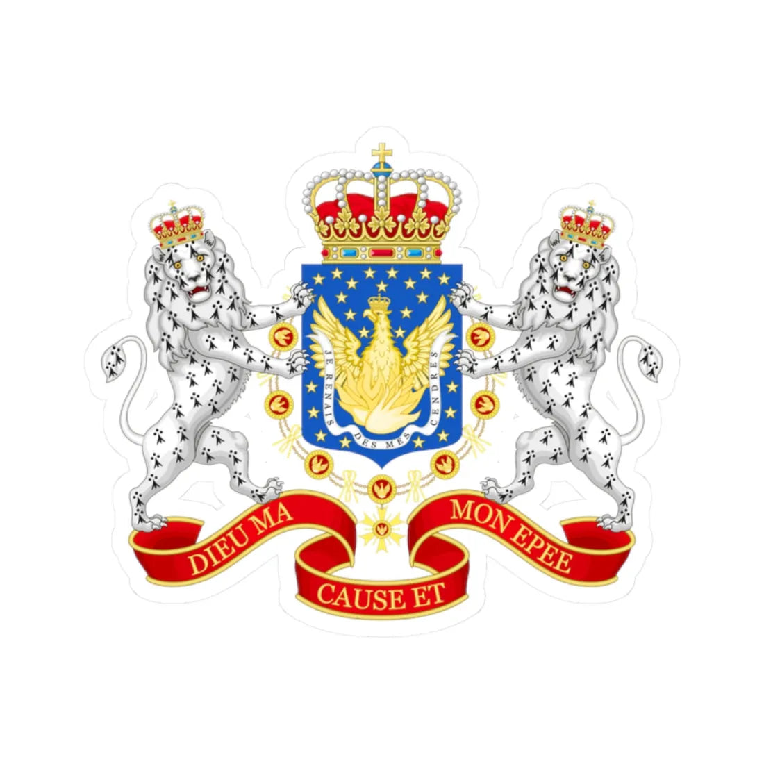 Great Coat of Arms of the Kingdom of Haiti 1811-1820 (Haiti) (Coat of Arms) STICKER Vinyl Kiss-Cut Decal 2 Inch White - The Sticker Space