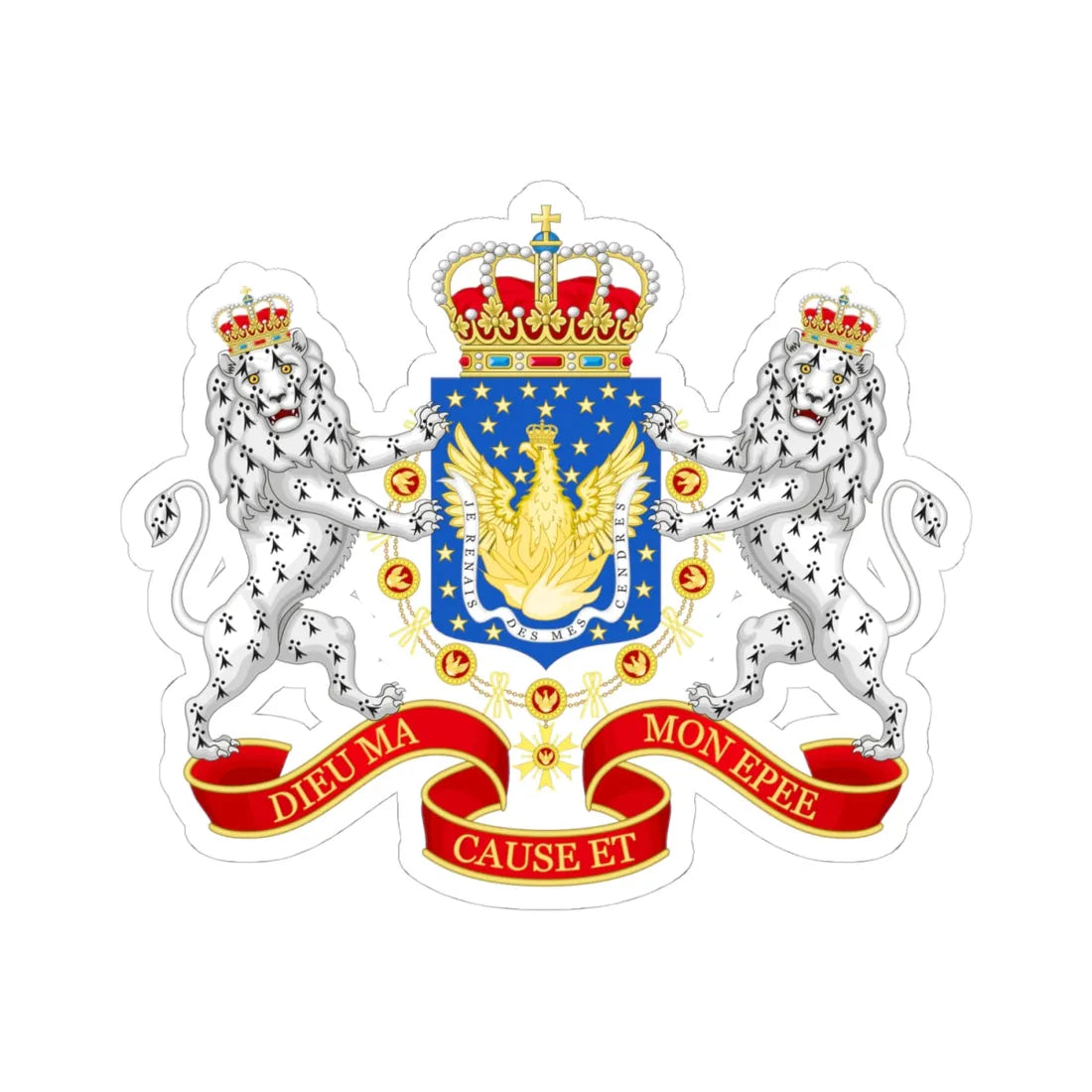 Great Coat of Arms of the Kingdom of Haiti 1811-1820 (Haiti) (Coat of Arms) STICKER Vinyl Kiss-Cut Decal 4 Inch White - The Sticker Space