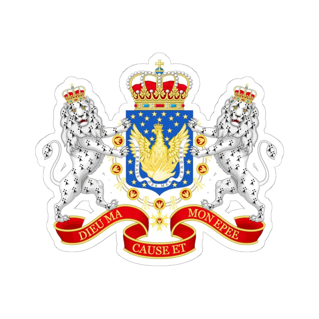 Great Coat of Arms of the Kingdom of Haiti 1811-1820 (Haiti) (Coat of Arms) STICKER Vinyl Kiss-Cut Decal 6 Inch White - The Sticker Space