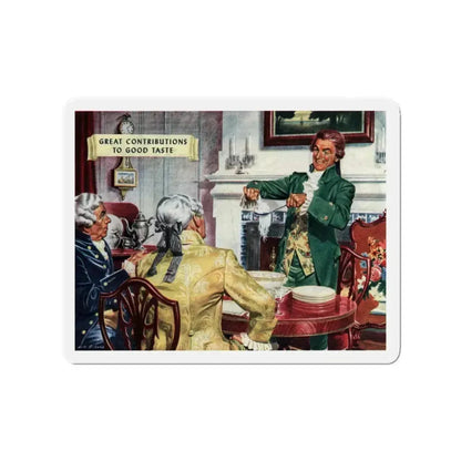 Great Contributions To Good Taste, Budweiser ad, The American Magazine, April 1948 (Magazine Illustration) Refrigerator Magnet 3 Inch Die-Cut - The Sticker Space