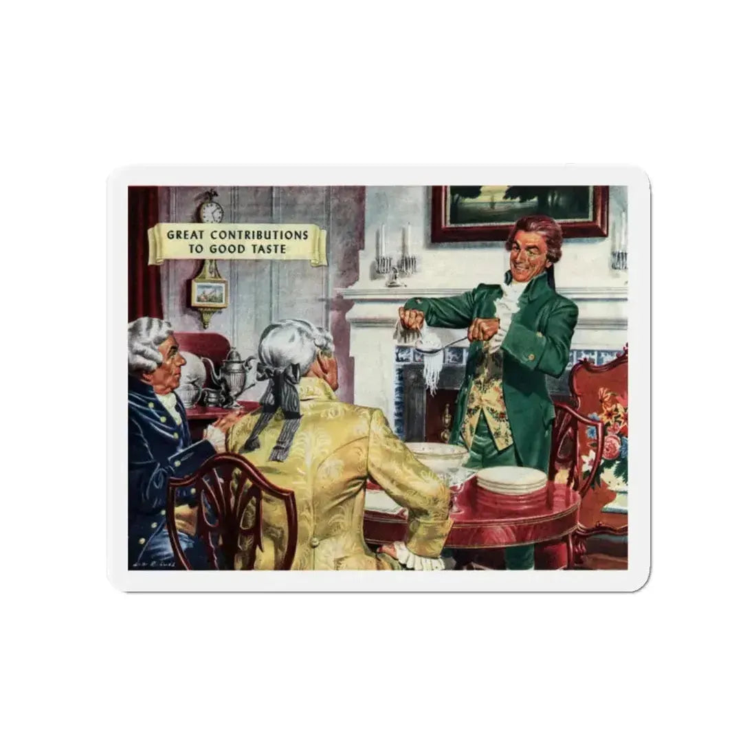 Great Contributions To Good Taste, Budweiser ad, The American Magazine, April 1948 (Magazine Illustration) Refrigerator Magnet 4 Inch Die-Cut - The Sticker Space