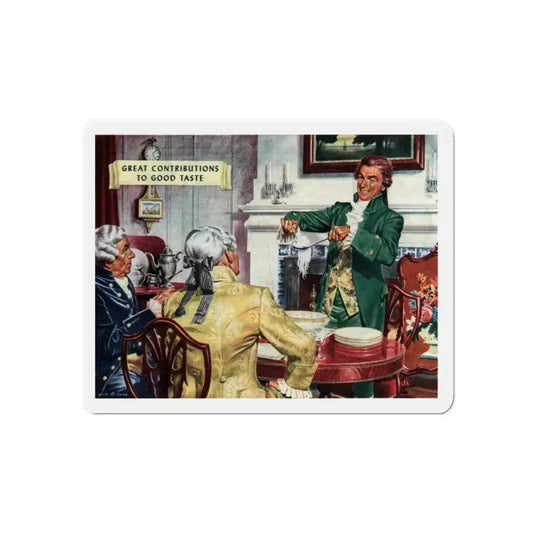 Great Contributions To Good Taste, Budweiser ad, The American Magazine, April 1948 (Magazine Illustration) Refrigerator Magnet 6 Inch Die-Cut - The Sticker Space