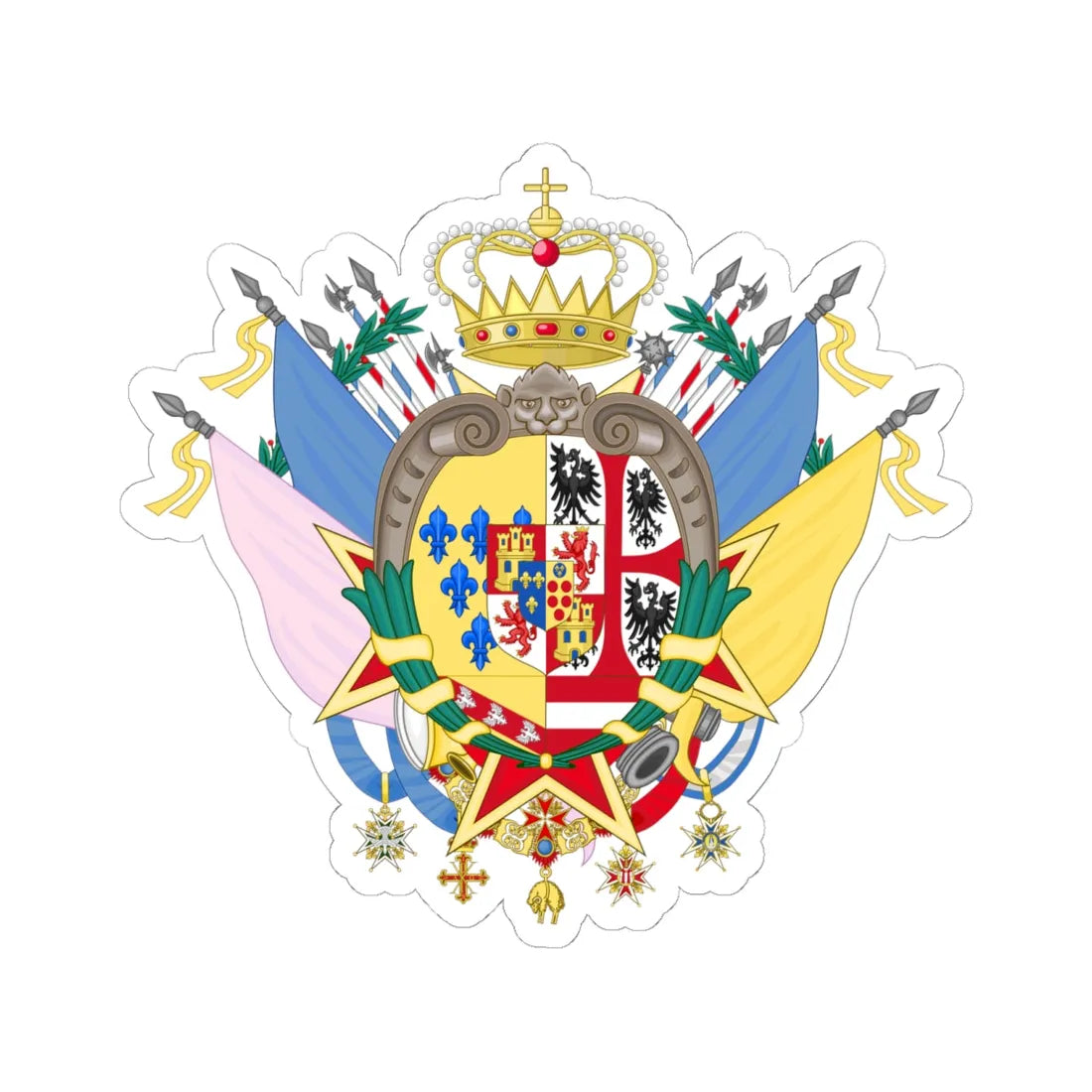 Great Royal Coat of Arms of Etruria (Italy) (Coat of Arms) STICKER Vinyl Kiss-Cut Decal 6 Inch White - The Sticker Space