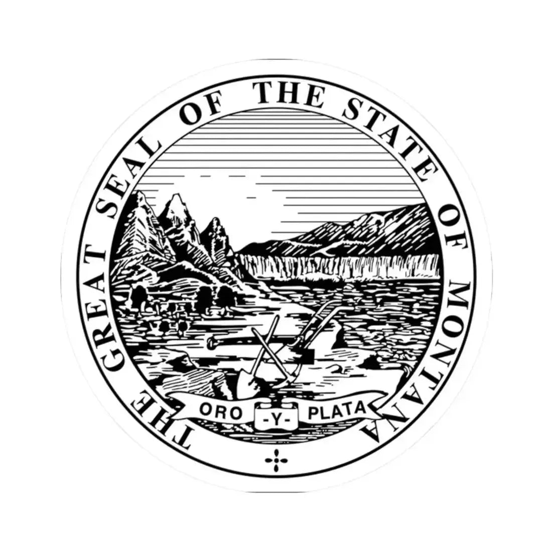 Great Seal of Montana Black and White (United States) STICKER Vinyl Kiss-Cut Decal 2 Inch White - The Sticker Space