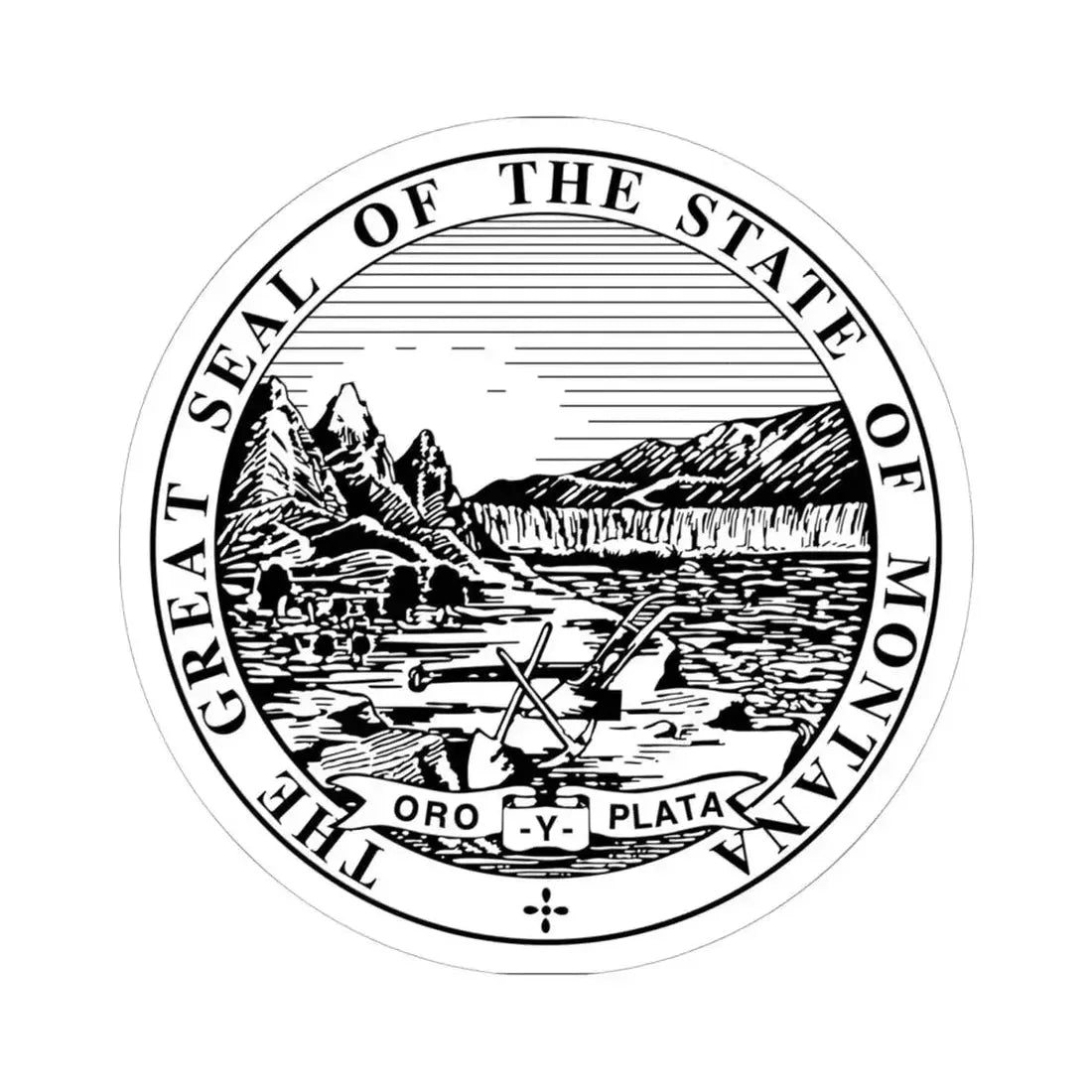 Great Seal of Montana Black and White (United States) STICKER Vinyl Kiss-Cut Decal 6 Inch White - The Sticker Space